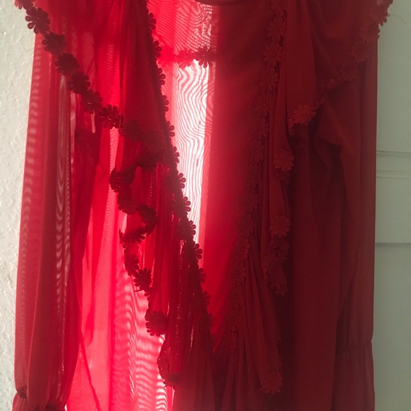 Ups and downs blouse color; red,  ruffles - Picture 2 of 3
